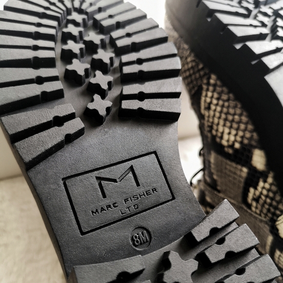 Marc Fisher Lug Kini Leather Snakeskin Combat Boot - Picture 13 of 15